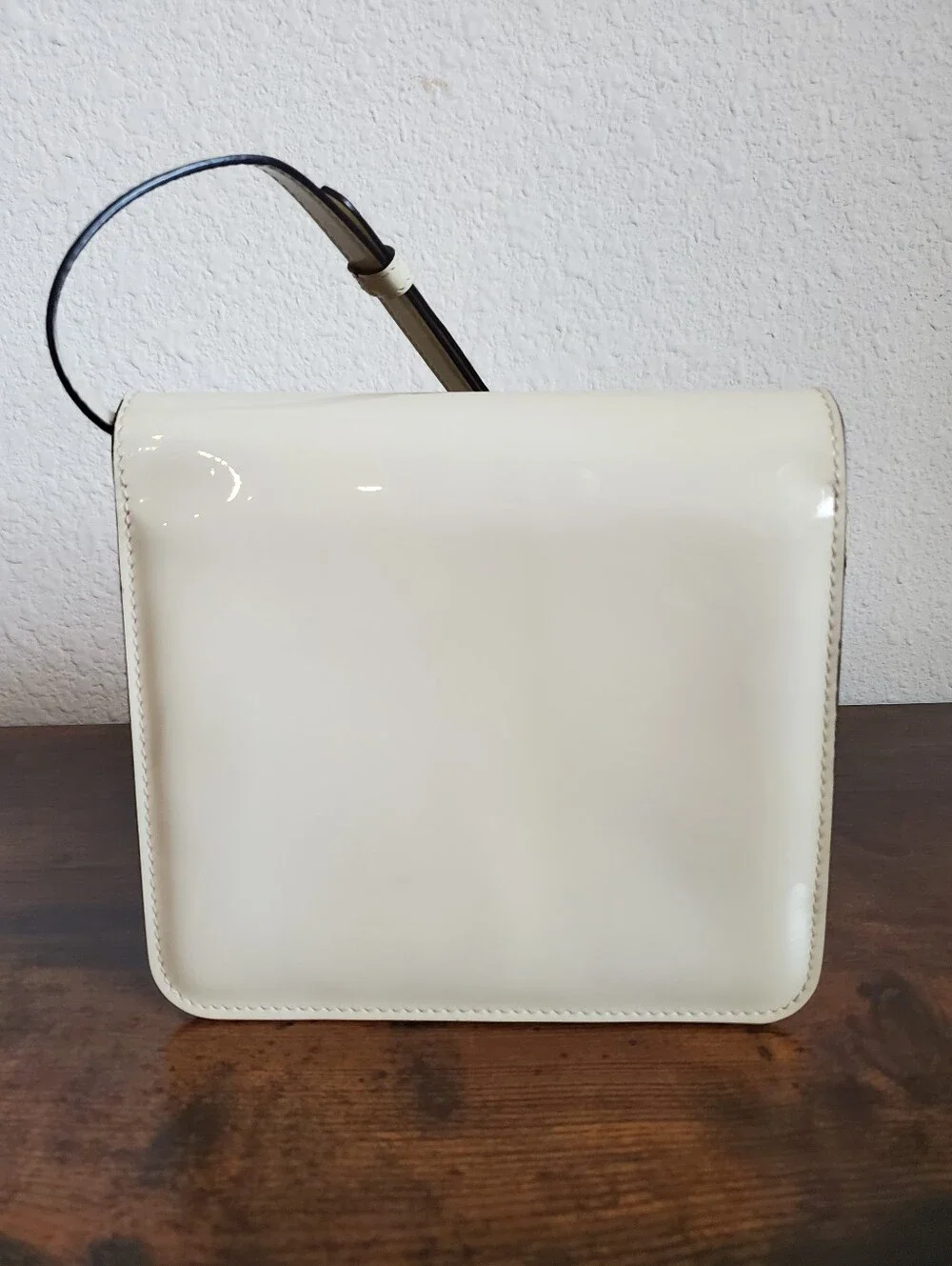 Fendi Cream Patent Leather Karligraphy Bag